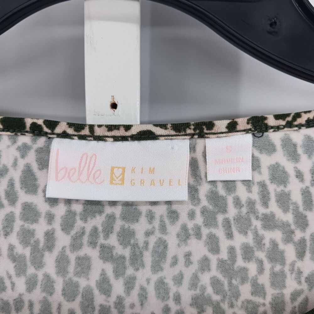 Belle Kim Gravel Blouse Women Small Brown Black Animal Print 3/4 Sleeve Top - Picture 5 of 6